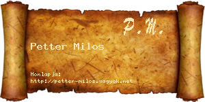 Petter Milos névjegykártya